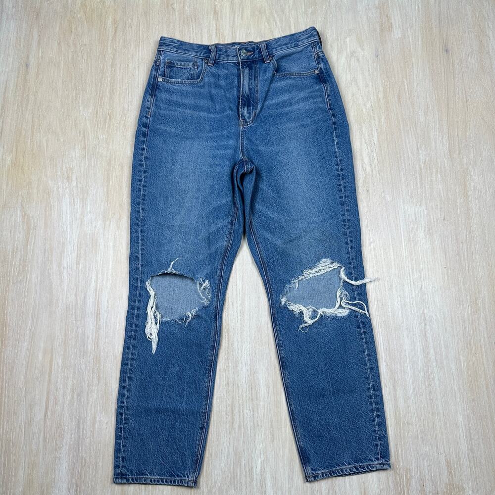 American Eagle Highest Rise Mom Jean Distressed Ripped Casual Denim Jeans 8